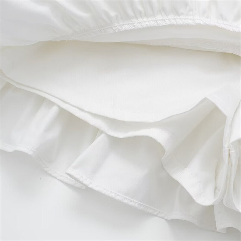 KEYANKETIAN 2024 nowa premiera słodka dekoracja warstwowe falbany Mini spódniczka letnia boczny zamek błyskawiczny damska spódnica w połowie talii biała