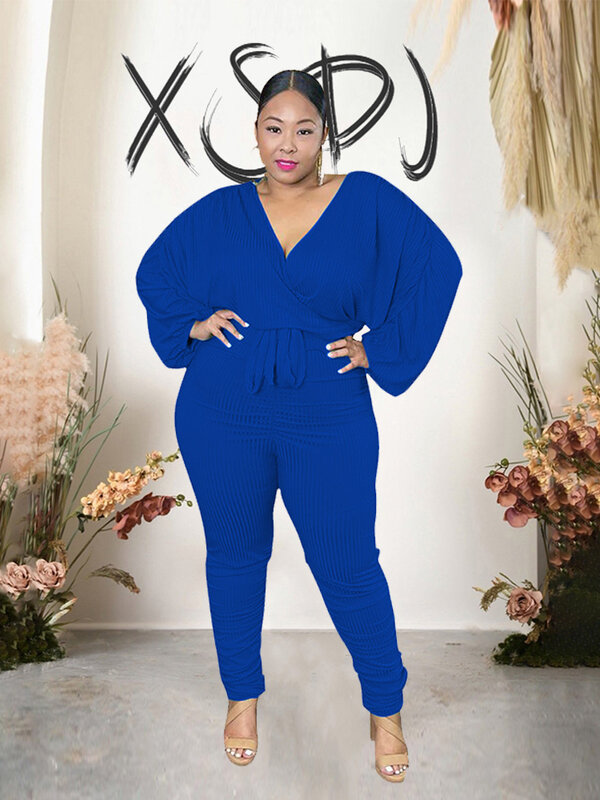 Lady Outfit One Piece Plus Size Jumpsuit Knitting Chic and Elegant Woman Jumpsuit Loose Female Jumpsuit Wholesale Dropshipping
