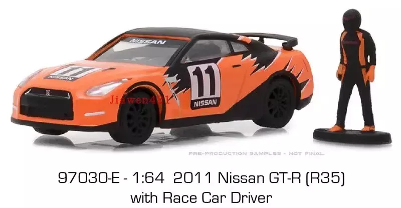 1:64 2011 Nissan GT-R (R35) z samochód wyścigowy samochody zabawkowe modelu odlewane modele ze stopu metalu kierowcy do kolekcji prezentów W1225