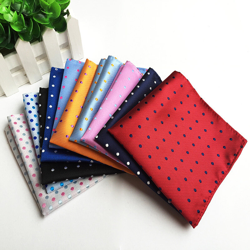 25*25cm Hot Sale Man's Fashion Dot Polyester Pocket Square Woman's Business Casual Daily Handkerchief Accessories Gifts