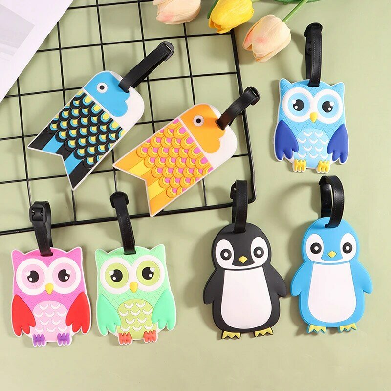 1Pc Creative Cute Luggage Tag Cartoon Animal Suitcase ID Address Holder Baggage Boarding Tags Portable Label Travel Accessories