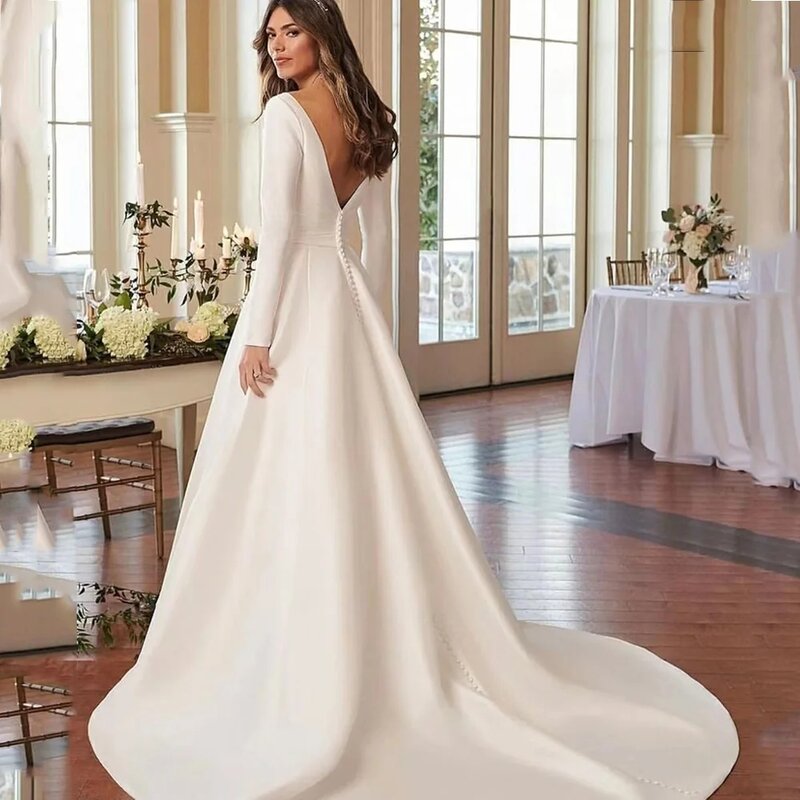 Boat Neck Ball Gown Wedding Dress Off the Shoulder Simple Vestido De Noiva Zipper Vestidos De Novia Custom Made