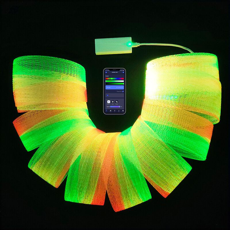 FOPLIT-luces LED de malla de fibra óptica para decoración del hogar, Kits de red de fibra óptica de plástico con batería opterada para árboles de techo, aplicación para teléfono