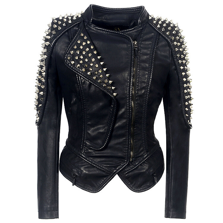 Steampunk – veste en cuir Pu pour Femme, vêtement Streetwear gothique court et Slim, avec rivets, style Rock