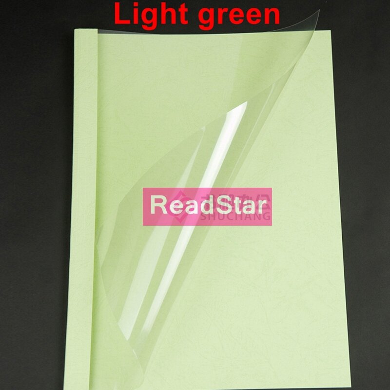 10PCS/BAG ReadStar clear face Light Green bottom thermal binding cover A4 1-50mm(1-180sheets) Transparent binding cover