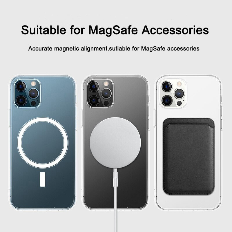 Vanuoxin Original Magnetic Case for iPhone 15 14 13 12 Mini 11 Pro Max for MagSafe Clear Shockproof Phone Cover PC+TPU Shell
