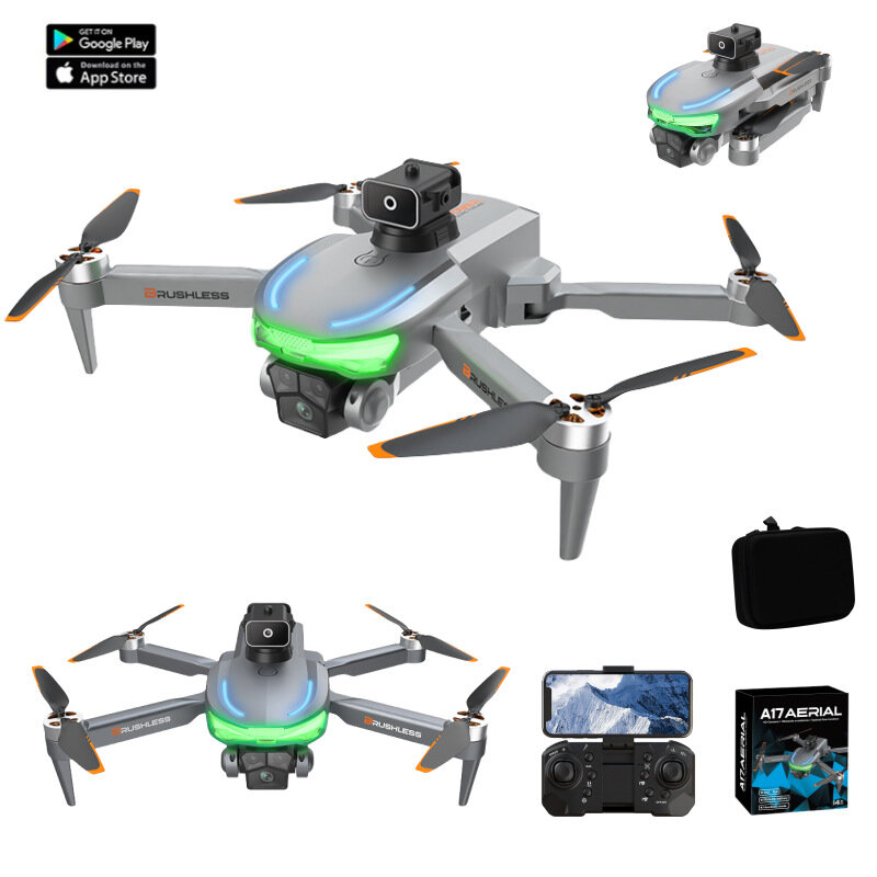 A17 Drone 8K Professinal with HD Three Camera Obstacle Avoidance Brushless Motor GPS 5G WIFI RC FPV Optical Flow Quadcopter Toy