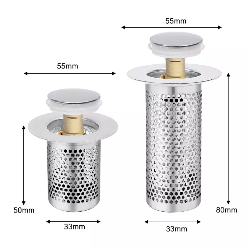 Pop-Up Bounce Core Stopper Stainless Steel Floor Drain Filter Washbasin Anti Odor Plugs Wash Basin Hair Catcher Sink Strainers