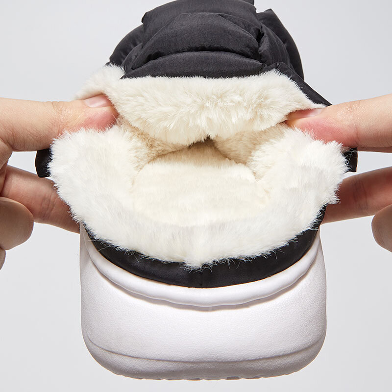 Comwarm New Fashion Plush Slippers For Woman Man Bread Shoes Winter Warm Thick Platform Waterproof Slippers Outdoor Home Shoes