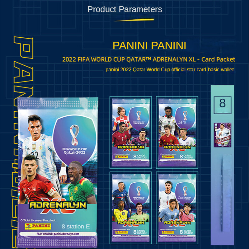 Caja de cartas de estrella de fútbol Panini, colección de estrellas de fútbol de la Copa Mundial de Catar, Messi Ronaldo, juego de tarjetas de fanático limitado, 2022