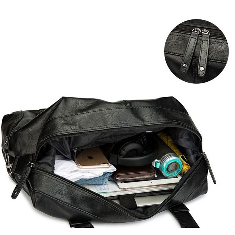 Mala de couro Weysfor PU, mala de viagem, bolsa de ombro mensageiro, bolsa casual grande, bolso para laptop