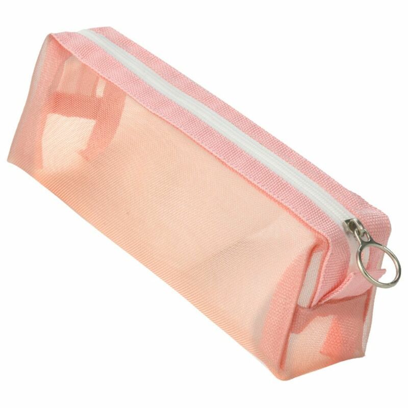 Desktop Organizer Stationery Bag Vintage Pencil Holder Cosmetic Pouch Pencil Bag INS Style Mesh Office