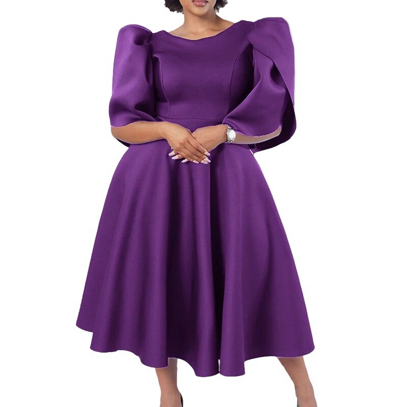女性のためのエレガントなイブニングドレス,ラウンドネック,ミドル丈の袖,紫,緑,青,春,2022