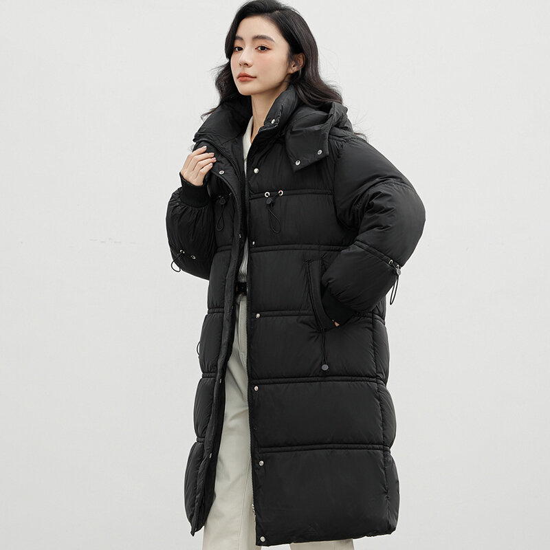 女性の厚いルーズフィットジャケット,カジュアルなフード付きバブルコート,韓国のファッション,冬,2023
