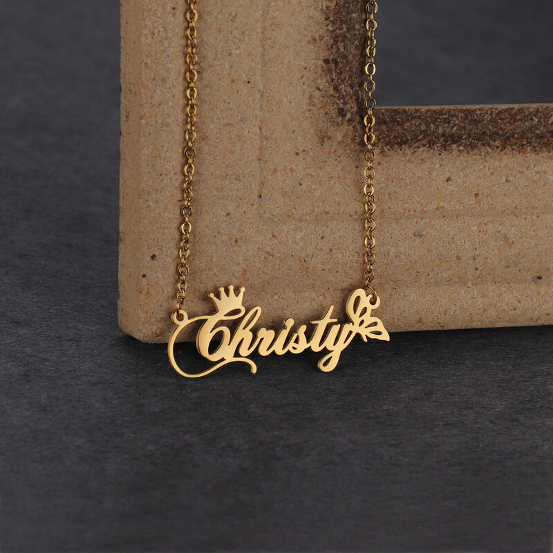 Acheerup Neue Personalisierte Name Edelstahl Halskette für Frauen Nach Buchstaben Kette Anhänger Choker Schmuck Weihnachten Kind Geschenk