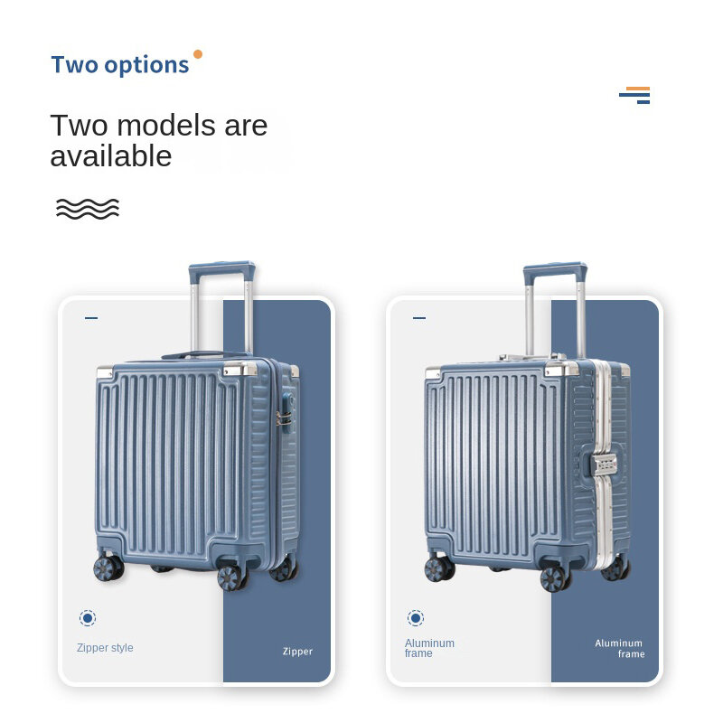 18 Cal walizka podróżna aluminiowa ramka na pokład Mini sejf na hasło walizka przenośna uniwersalna torba na bagaż do toczenia kół