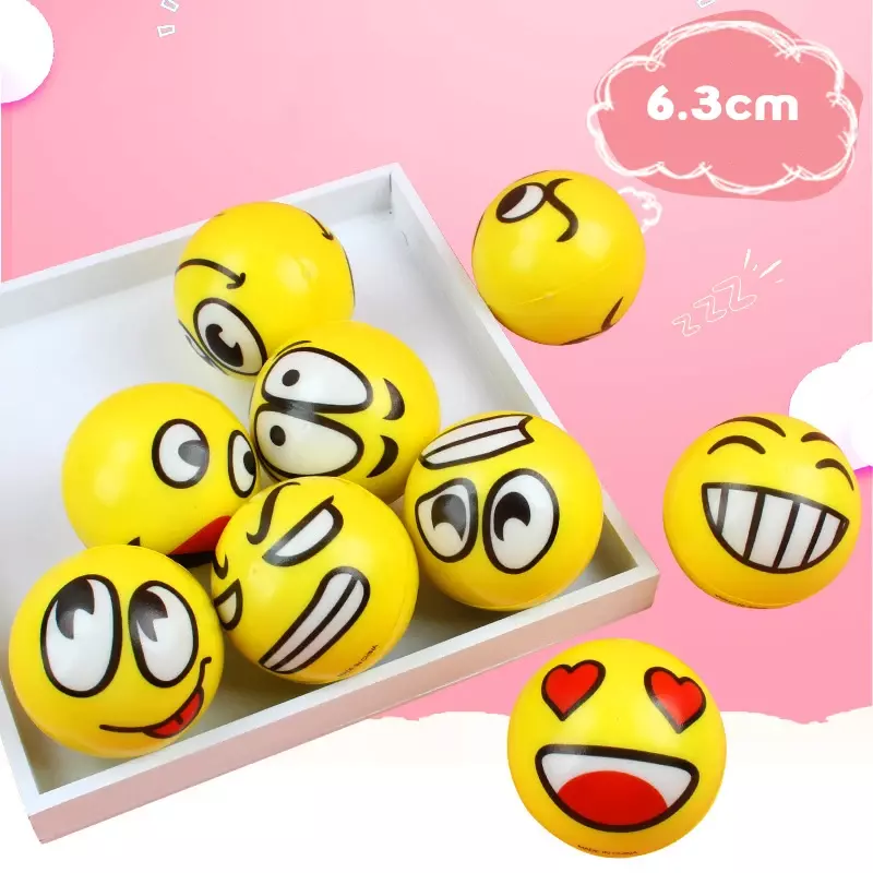 6Pcs/lot 6.3cm Smiling Foam Ball Squeeze Stress Ball Relief Toy Hand Wrist Exercise Face PU Toy Balls For Children