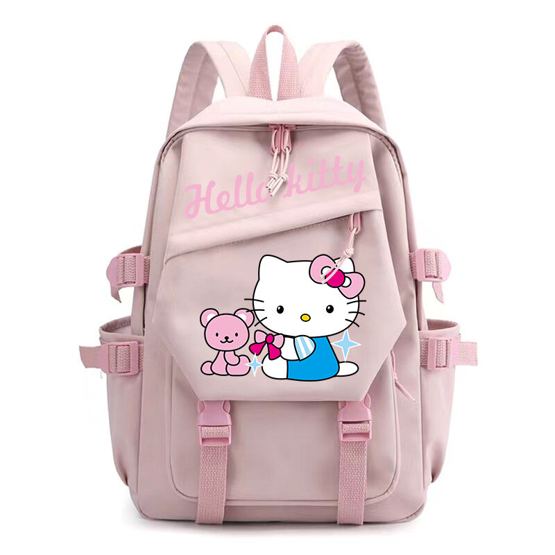 Sanrio New Hellokitty Heat Transfer Patch Printed Lightweight Backpack Cute Cartoon Student Schoolbag Computer Canvas Backpack