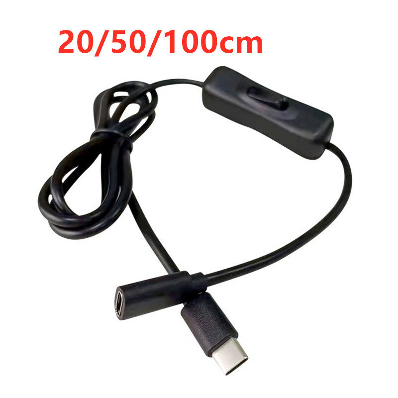 Câble d'extension mâle vers femelle de type C pour interrupteur d'alimentation Raspberry Pi 4, en ligne, marche/arrêt, 20/50/100cm