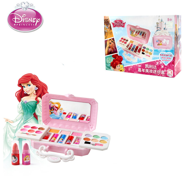 Prawdziwe Disney oryginalne dziewczyny mrożone księżniczka elza kosmetyki zestaw do makijażu Real Beauty pudełko do makijażu z pudełkiem dla dzieci prezent na Boże Narodzenie