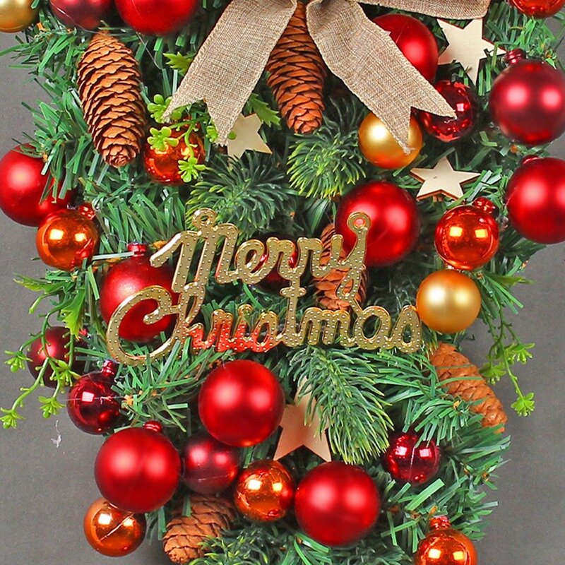 1 Stuks Opknoping Ornament Kerst Kunstmatige Krans Decoratie Zoals Afgebeeld Plastic + Metaal Voor Voordeur, Muur, Open Haard