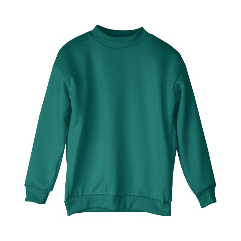 Sweter Pullover Longgar Leher Palsu Bahu Drop Lengan Panjang Kasual untuk Wanita DropShip