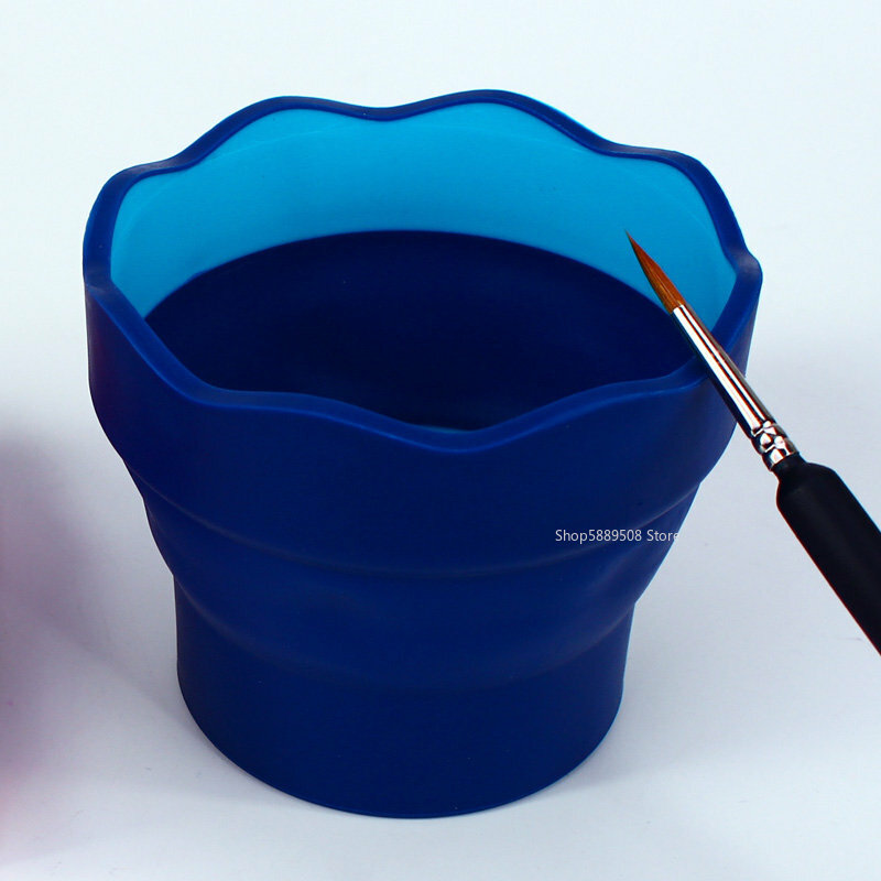 FABER CASTELL Folding Silicone Art Gouache Paint Washing Canister Portable Watercolor Brush Shabu Shabu Bucket Holder Small