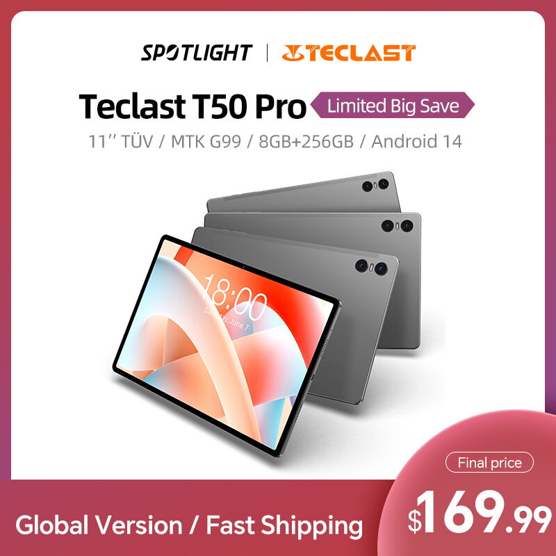 Teclast-Tableta T50Pro con Android 14, dispositivo con MTK G99, 8 núcleos, pantalla 2K de 11 pulgadas, 8GB + 8GB de RAM, 256GB de ROM, 4G, LTE, tipo C, 8000mAh, 18W, PD