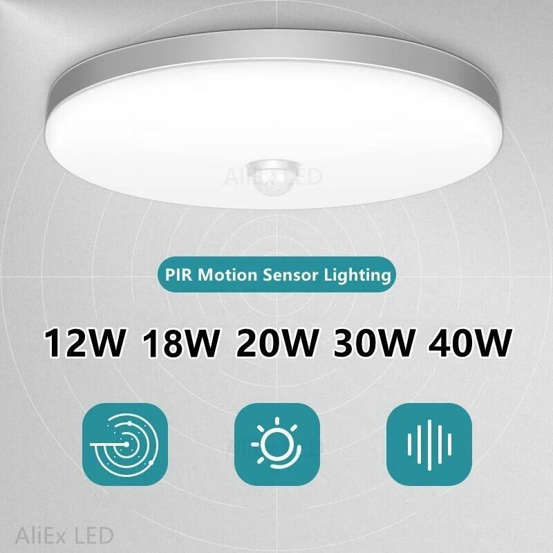 ไฟ LED เพดาน LED PIR Motion Sensor โคมไฟ12W 18W 20W 30W 40W เพดานสำหรับห้องทางเดิน Corridor 110V 220V