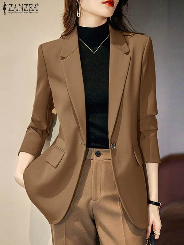 ZANZEA Stylish OL Blazer Women Jackets Autumn Outwear Long Sleeve Suits Coats Elegant Buttons Up Blazer Feamle Work Shirt Tops