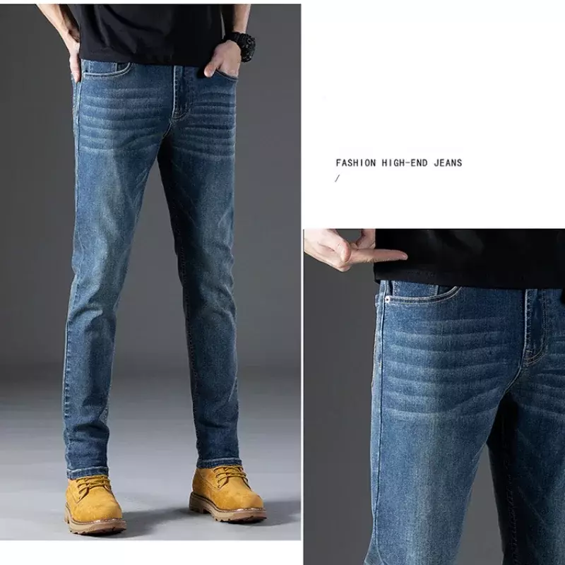 Calça casual justa justa justa, toda justa, jeans de negócios, primavera, outono, nova marca de moda