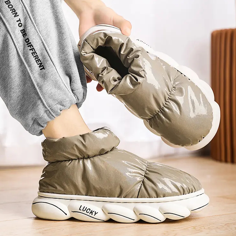Zapatos de algodón sin cordones para hombre, zapatillas informales cómodas y cálidas, botas de nieve ligeras y resistentes al desgaste, Invierno
