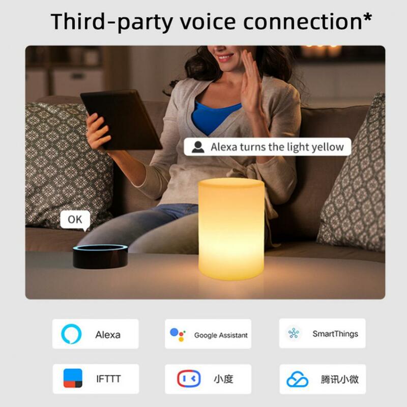 Tuya โคมไฟตั้งโต๊ะสี RGB หรี่แสงได้, ไฟ LED กลางคืนอัจฉริยะ Wifi ควบคุมด้วยเสียงควบคุมเวลาทำงานร่วมกับ Alexa Home Assistant