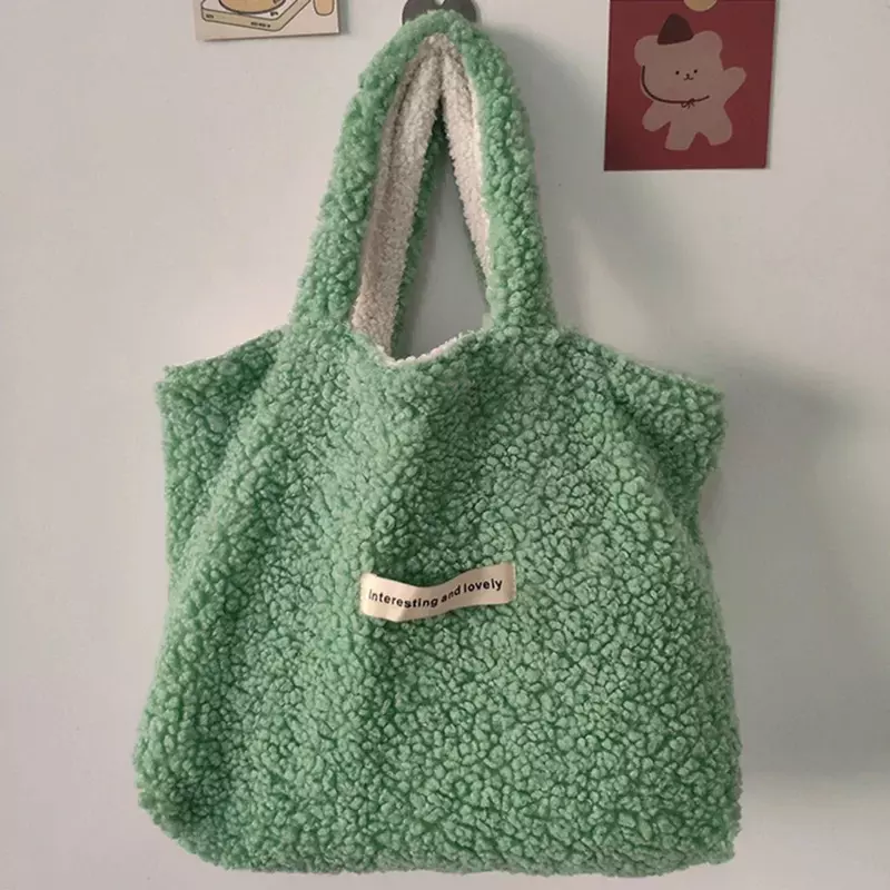 Сумка через плечо TOUB038, Женская плюшевая Студенческая сумка для книг, доступны двухсторонние дизайнерские модные женские сумки для покупок
