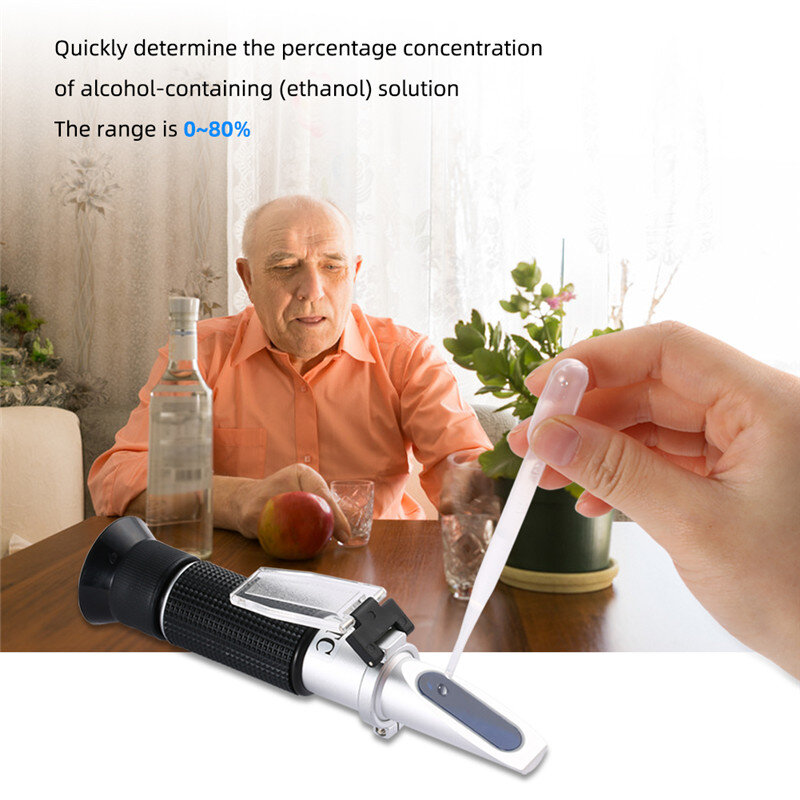 yieryi Portable Refractometer Design For Liquor Alcohol Refractometer Content Tester 0-80% V/V ATC Refractometer