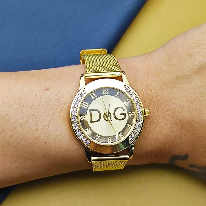 2022 Hot sprzedaż moda europejska zegarek kobiety luksusowej marki DQG panie zegar kwarcowy zegarek Reloj Mujer dorywczo ze stali nierdzewnej