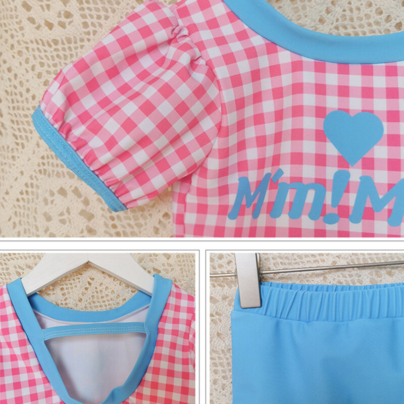Baju renang anak perempuan kotak-kotak pakaian renang anak-anak Set Bikini Tankini bayi balita mode Jepang Korea baju renang anak