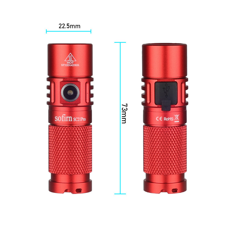 Sofirn-SC21 Pro Mini Lanterna LED Poderosa, USB C Recarregável, Anduril 2.0, 16340, 1100lm, LH351D, 90CRI