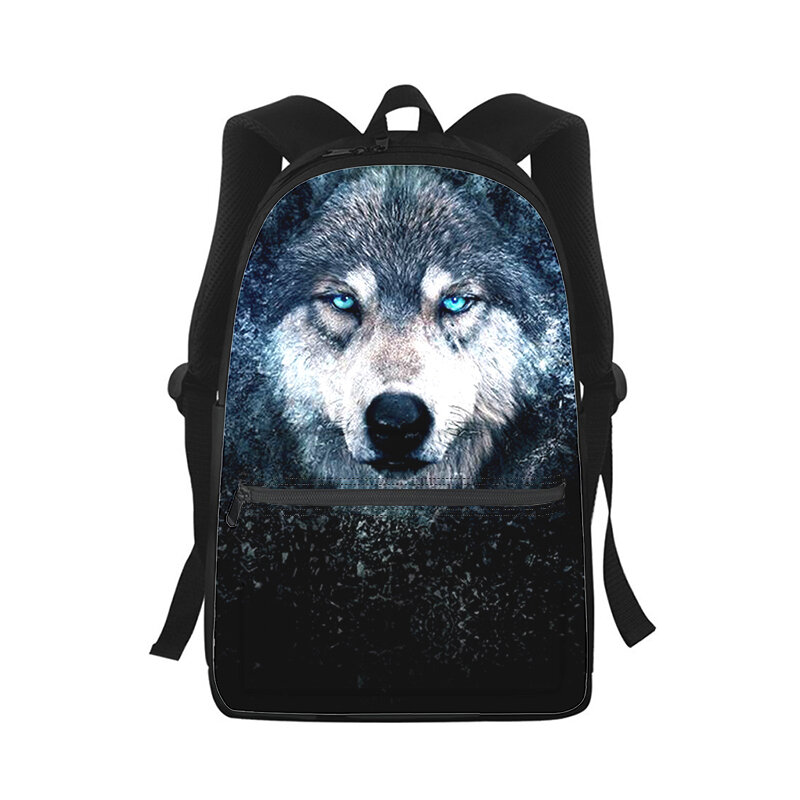 격렬한 늑대 남성 여성 배낭, 3D 프린트 패션 학생 학교 가방, 노트북 백팩, 어린이 여행 숄더백