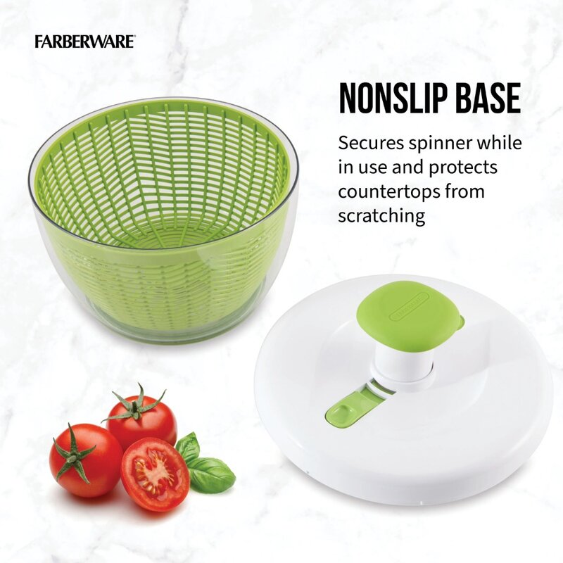Farberware-Spinner à salade professionnel en plastique, 2.4 lb, vert avec couvercle blanc