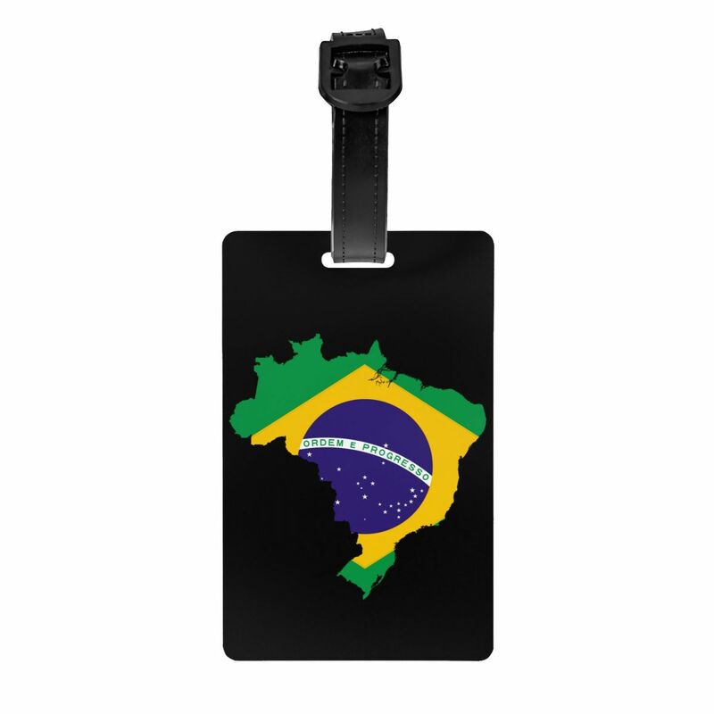Brazil Map Flag Luggage Tags for Travel Suitcase Brazilian Patriotic Privacy Cover ID Label
