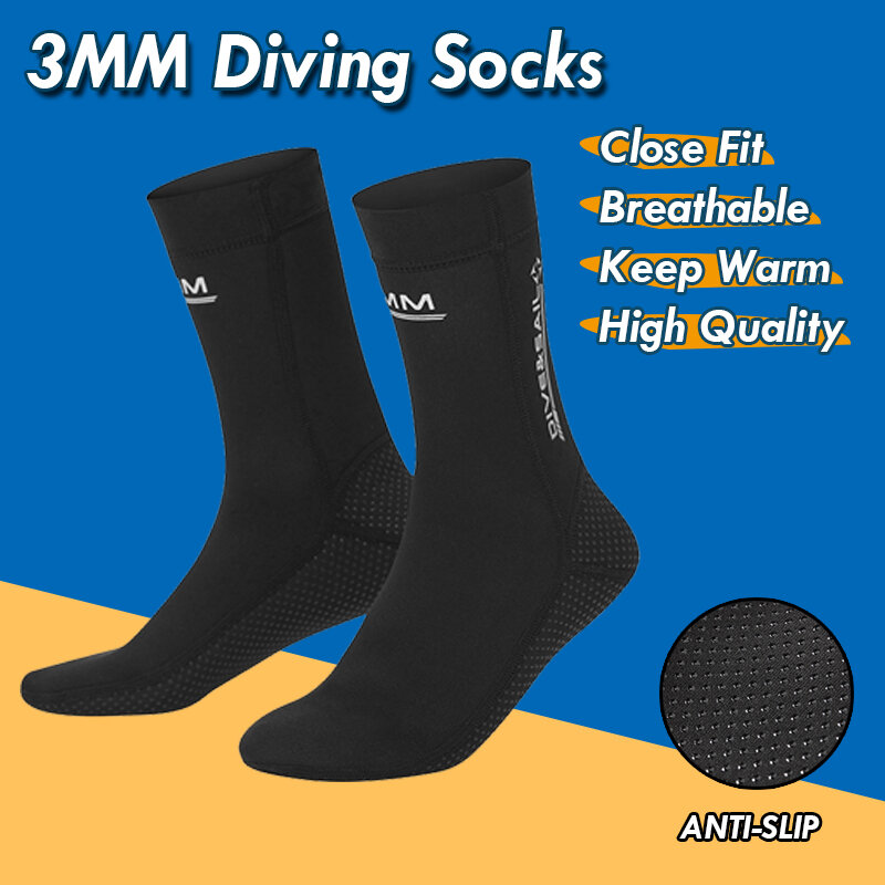 Неопреновые носки унисекс для дайвинга 3 мм, водные виды спорта, зимние теплые нескользящие носки для плавания и Сноркелинга, носки для серфинга, пляжные ботинки для мужчин и женщин