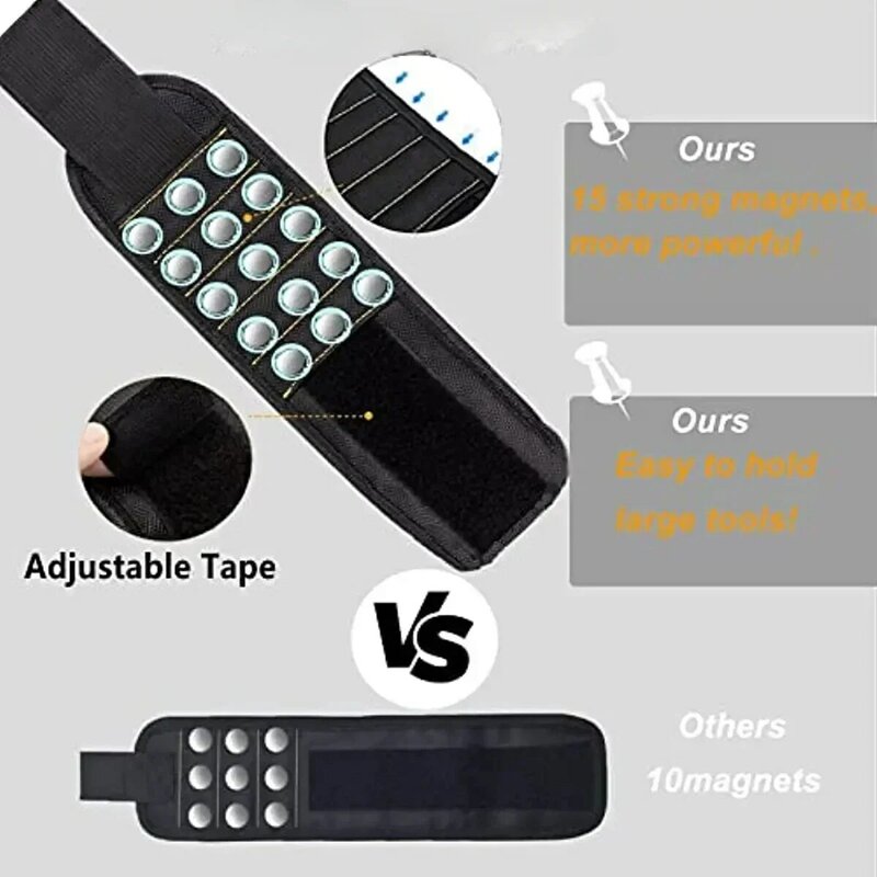 Magnetic Wristband for Holding Screws,NailsDrilling Bits,Wrist Tool Holder Belts with Strong Magnets Tool Bag