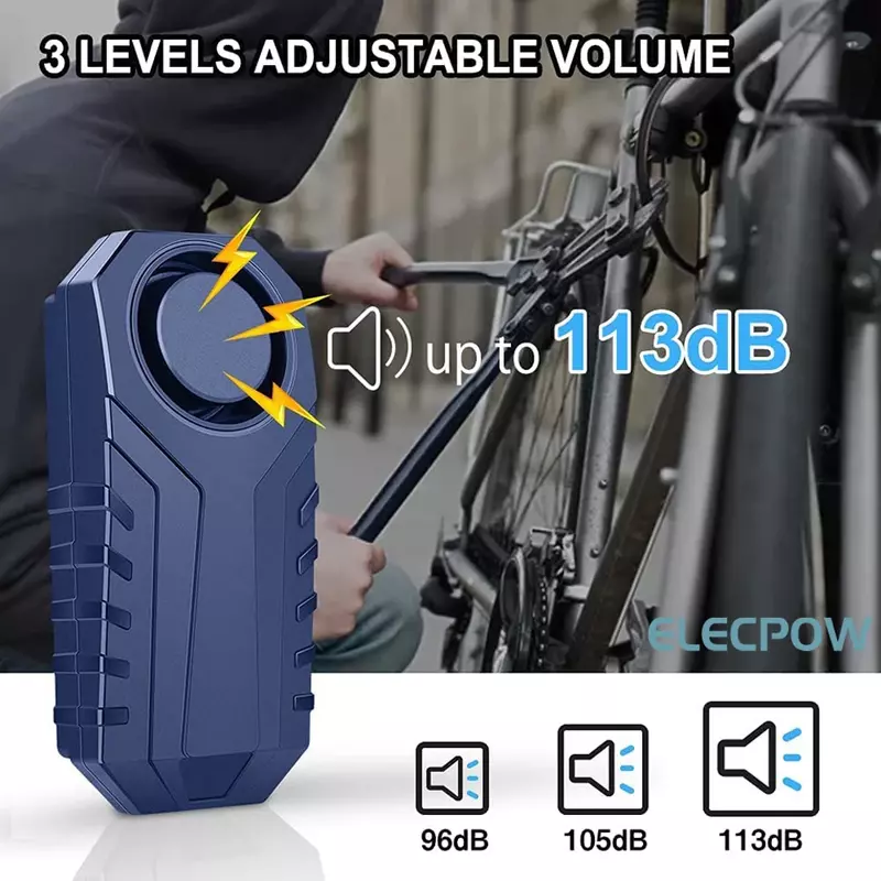 Elecpow Wireless Bicycle Alarm, controle remoto, impermeável, motocicleta elétrica, Scooter, Bike Security Protection, Anti Roubo Alarmes