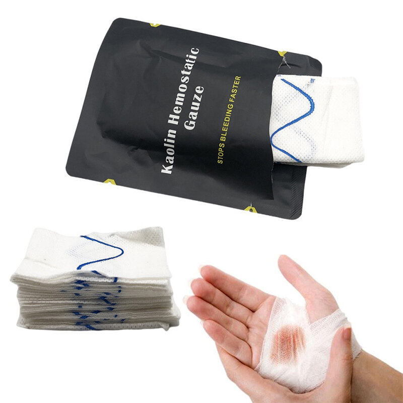 Hemostatic Kaolin Gauze Combat Emergency Trauma Z-Fold Soluble For Ifak Tactical Military First Aid Kit Medical Wound Dressing