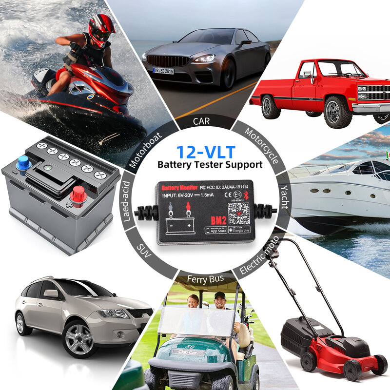 Picklynks-車とオートバイのバッテリーモニター,Bluetooth 4.0アナライザー,Android,iOS,12v用の充電およびクランクテストツール