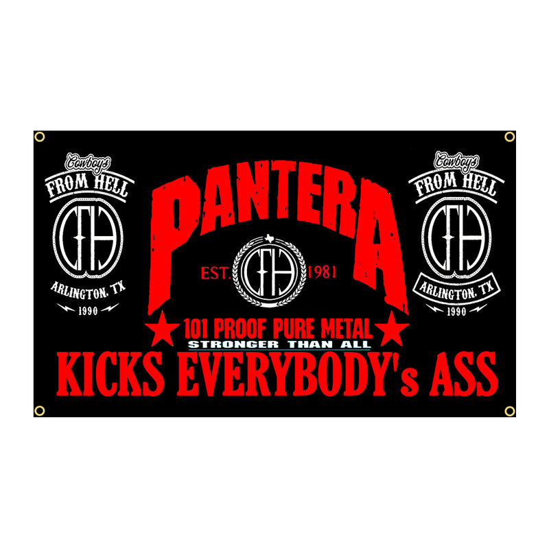 Pantera Heavy Mental Rock Band, Bandera de poliéster impresa para decoración del hogar o dormitorio, tapiz, 90x150cm