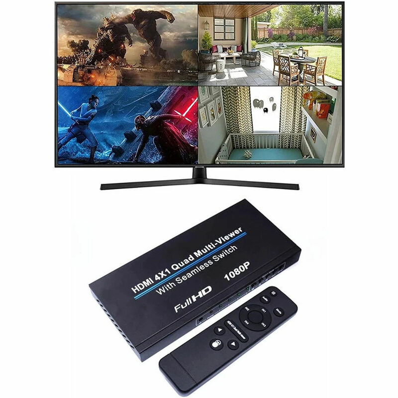 جهاز إرسال فيديو متعدد القنوات ، جهاز عرض HDMI 4 × 1 ، جهاز تقسيم شاشة رباعي ، مفتاح سلس ، مناسب لجهاز دي في دي ، صندوق تلفاز ، كاميرا ، كمبيوتر شخصي