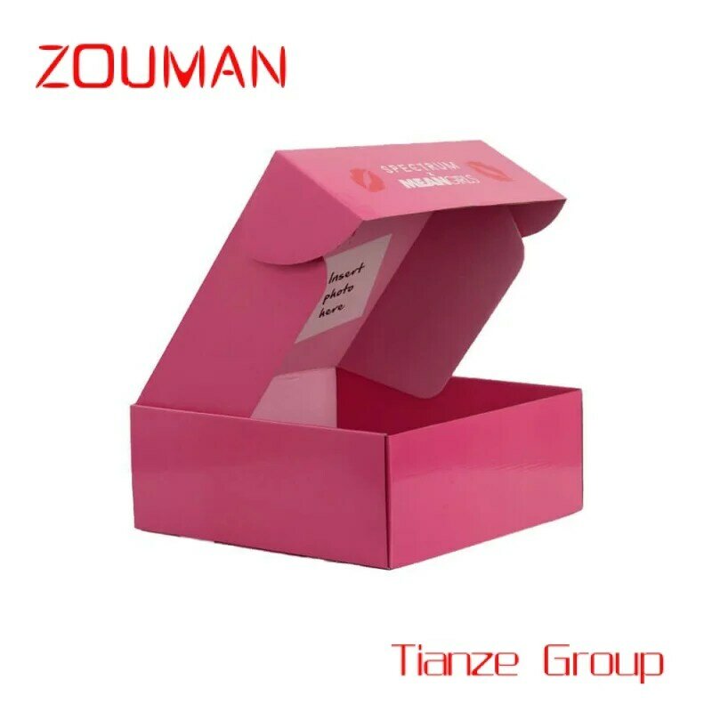Custom , Custom Mailer Printed Pink Red Apparel Boxes Corrugated Mailer Box Shoes Clothes Box Packaging With Logo