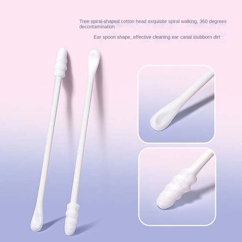 100Pcs/set Eyelash Glue Removing Cotton Swabs Ear Pick Cleaner Ear Cleaner Spoon Makeup Cotton Stick Double Head